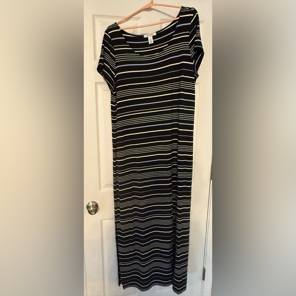 White House Black Market Black and White Striped Maxi Dress